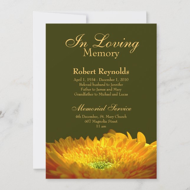 Memorial / Announcement (Front)