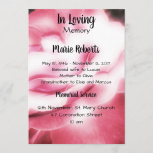 Mémorial aux roses roses / Faire-part