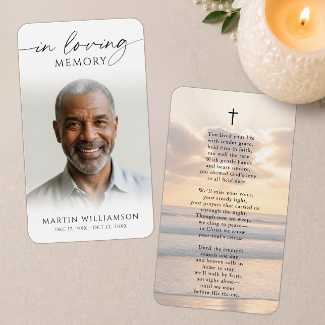 Memorial Beach Sunset Cross Poem Prayer Card (Creator Uploaded)