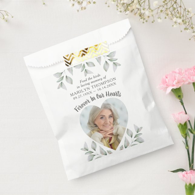 Memorial Bird Seed Heart Photo Funeral Sympathy Favour Bag (Sealed)