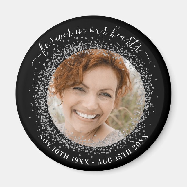 Memorial black silver photo love always  magnet (Front)