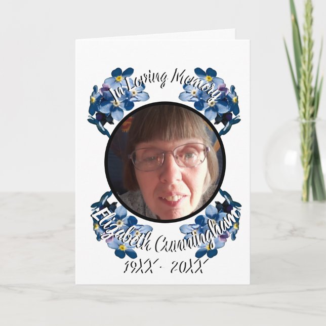 Memorial Blue Forget Me Not Floral Photo Program  (Front)