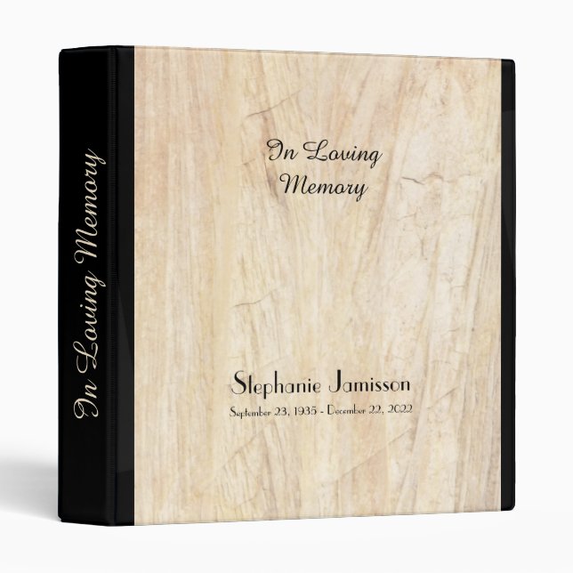 Memorial Book, Faux Parchment with Black Stripe Binder (Front/Spine)