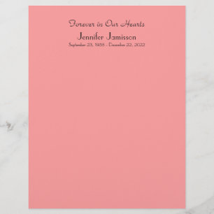 Memorial Book Filler Page, Coral Colour