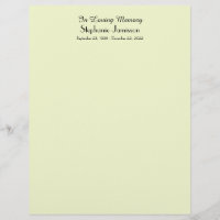 Memorial Book Filler Page, Pale Green Colour