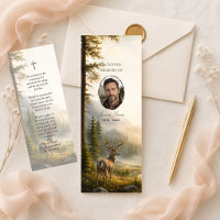 Memorial Bookmark Deer Forest Photo Funeral