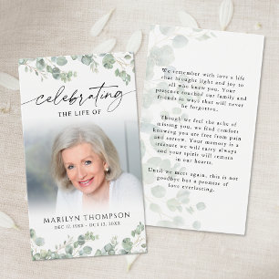Memorial Botanical Celebrating Life Prayer Card
