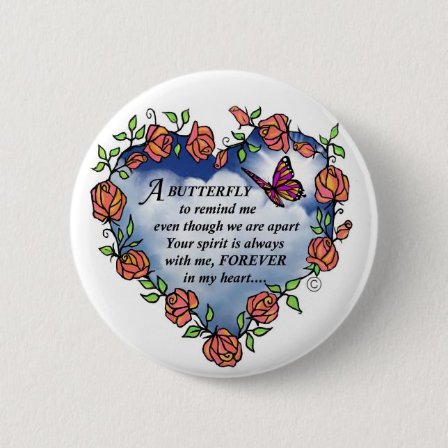 Memorial Butterfly Poem 2 Inch Round Button (Front)