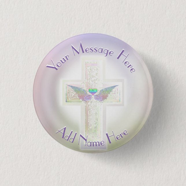 Memorial Button with Cross and Heart (Front)