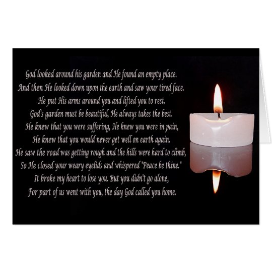 Memorial candle with verse card