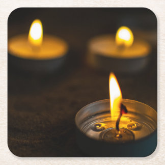 Memorial Candles beautiful Square Paper Coaster