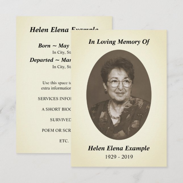 memorial card (Front/Back)