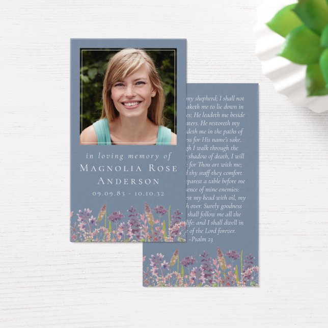 Memorial Card | Dusty Blue Wildflower Lavender (Desk)