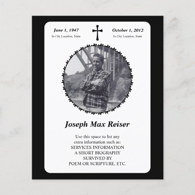 memorial card elegant cross (Front)