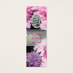 Memorial Card Floral Photo Pink Carnation Bookmark