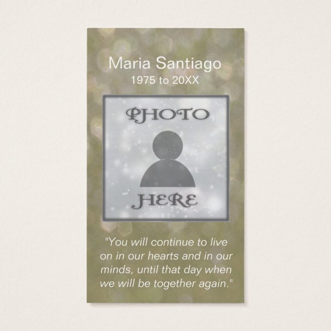 Memorial Card | Golden Glitter (Back)