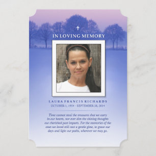 Memorial Card Winter Tree - Cross - Thank You Back