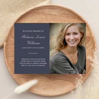Memorial Card With Photo Funeral Blue Grey