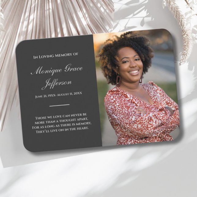 Memorial Card With Photo Funeral Charcoal Grey (Photo Memorial Prayer Card)