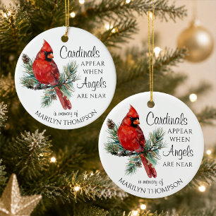 Memorial Cardinals Appear When Angels Are Near Ceramic Ornament