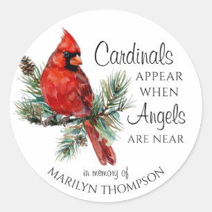 Memorial Cardinals Appear When Angels Are Near Classic Round Sticker