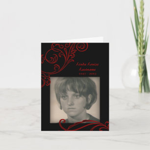 memorial cards : red flourish