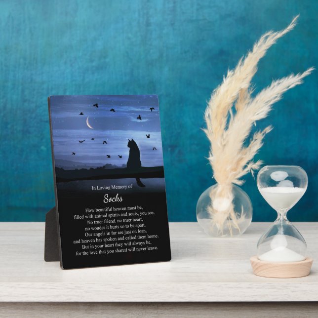 Memorial Cat Custom Name Spiritual Heaven Poem Plaque (Side)