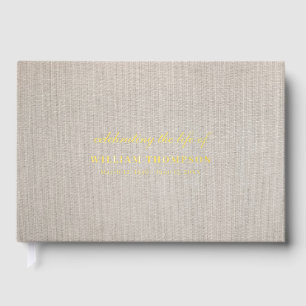 Memorial Celebrating Life Of Funeral Beige Linen Guest Book