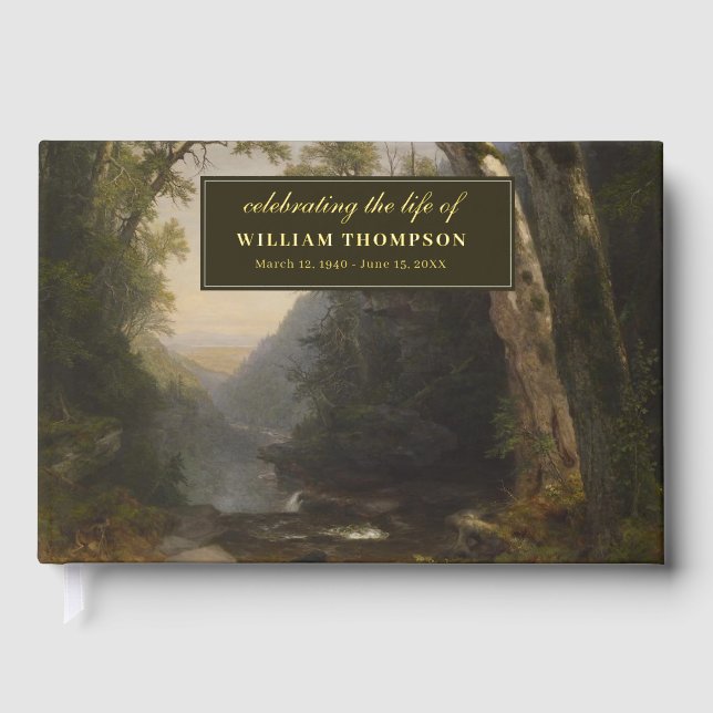 Memorial Celebrating Life Of Funeral Forest Nature Guest Book (Front)