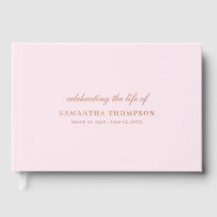 Memorial Celebrating Life Of Funeral Pink Gold Guest Book
