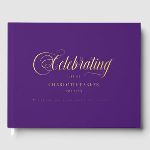  Memorial "Celebrating life of" Purple Guest Book