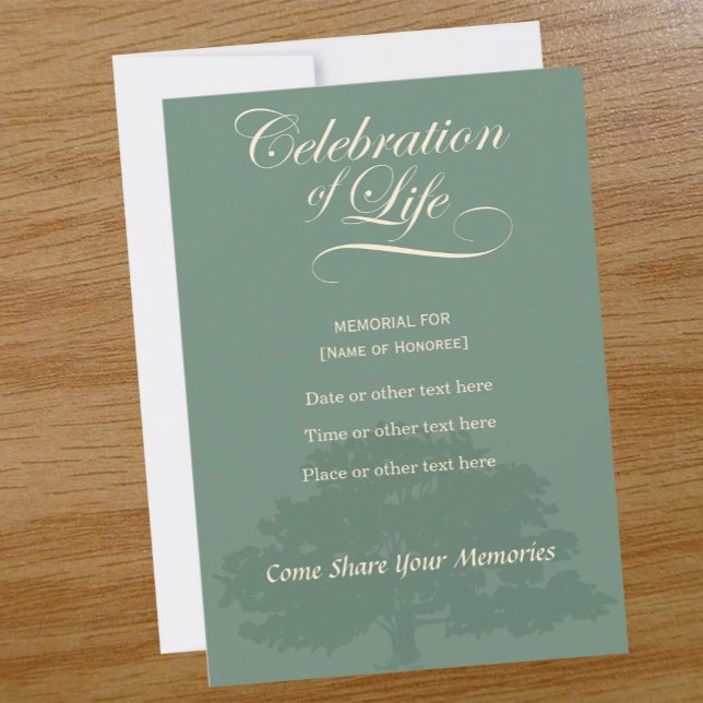 Memorial Celebration of Life Oak Sage invitatation Invitation (Creator Uploaded)