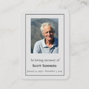 Memorial Celebration of Life Photo Funeral Business Card