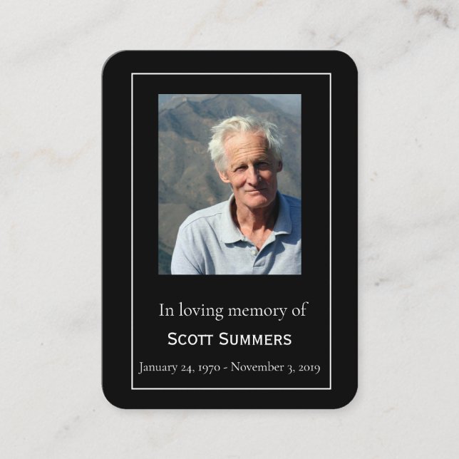 Memorial Celebration of Life Photo Funeral Business Card (Front)