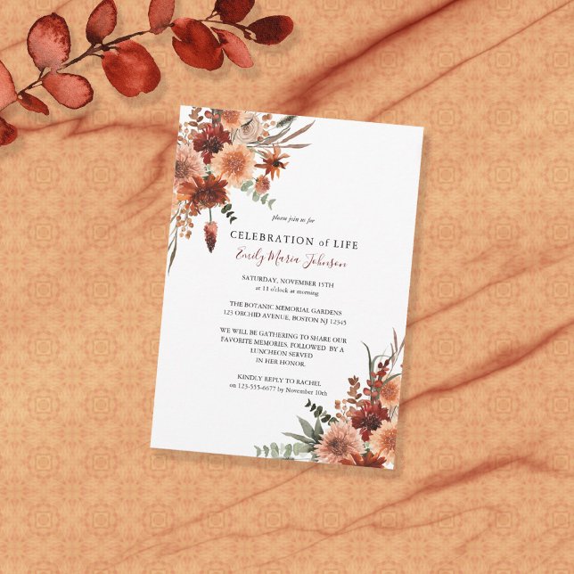 Memorial Celebration of Life Terracotta Invitation (Créateur téléchargé)