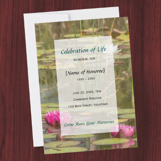 Memorial Celebration of Life Water Lily Invitation