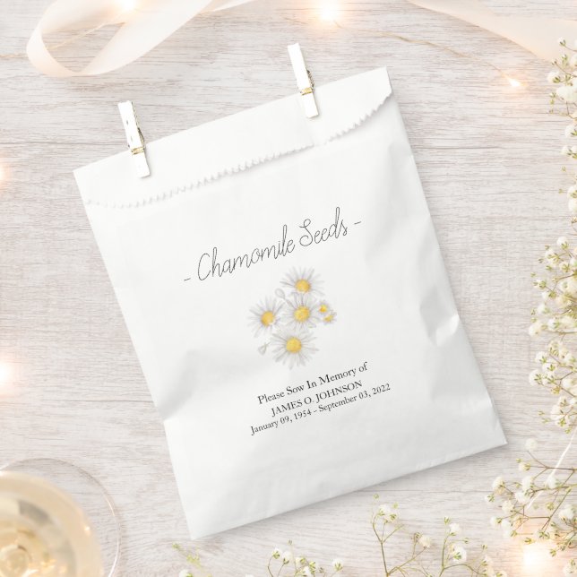 Memorial Chamomile Seed Funeral  Favour Bag (Clipped)