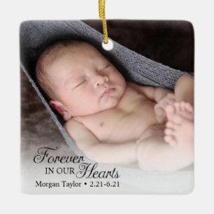 Memorial Child Photo Forever In Our Hearts Ceramic Ornament