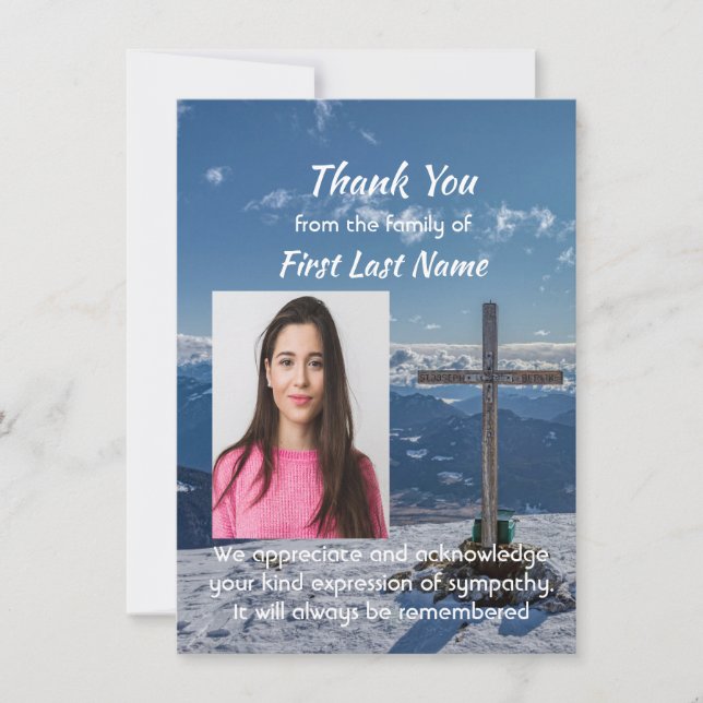 Memorial Christian Crucifix Cross Hill Thank you (Front)