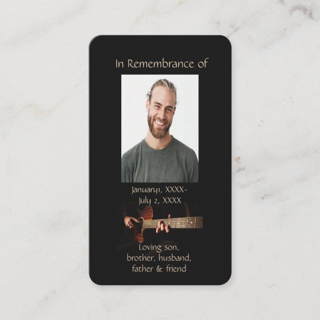 Memorial Christian Memory Card Music Guitar  (Front)