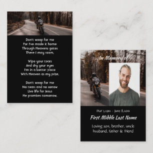 Memorial Christian  Photo Motorcycle Biker  Business Card
