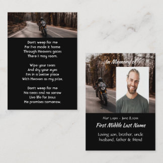 Memorial Christian  Photo Motorcycle Biker  Business Card