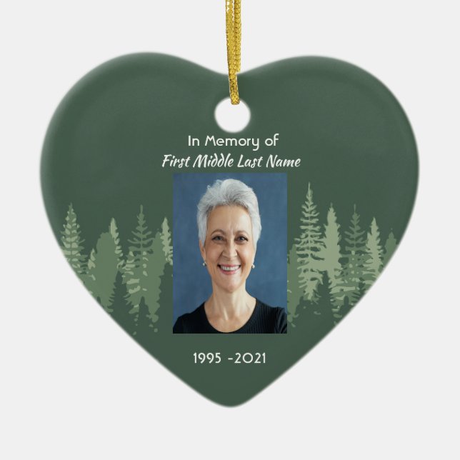 Memorial Christian Wilderness Forest Trees Ceramic Ornament (Front)
