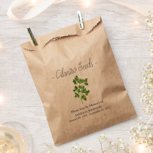 Memorial Cilantro Seed Funeral Favour Bag (Clipped)