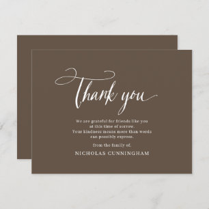 Memorial Classic Simple Cursive Typography Thank You Card