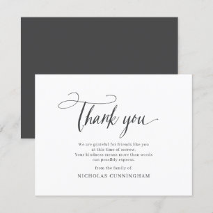 Memorial Classic Simple Cursive Typography Thank You Card