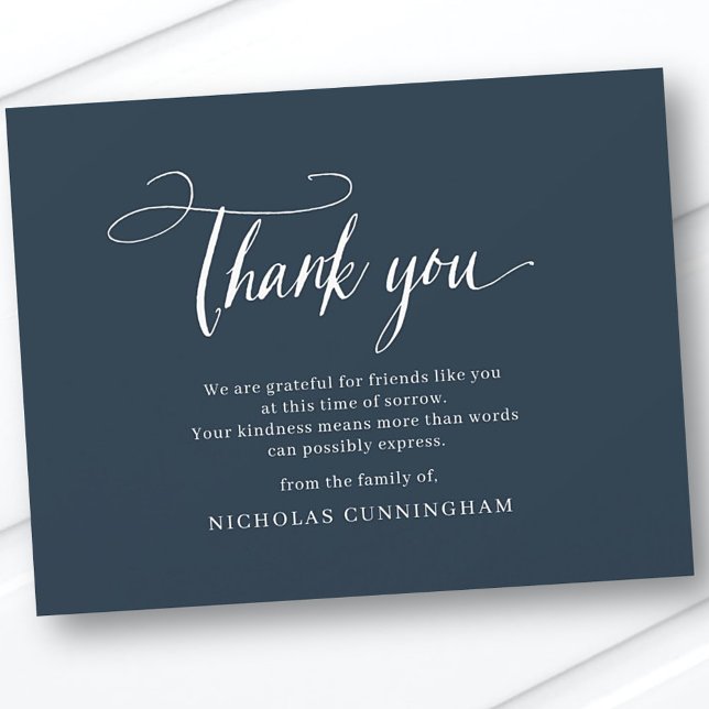 Memorial Classic Simple Cursive Typography Thank You Card (Creator Uploaded)