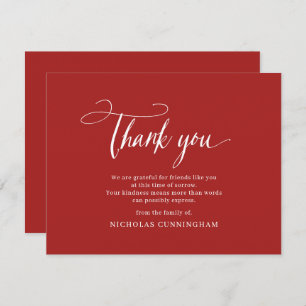 Memorial Classic Simple Cursive Typography Thank You Card