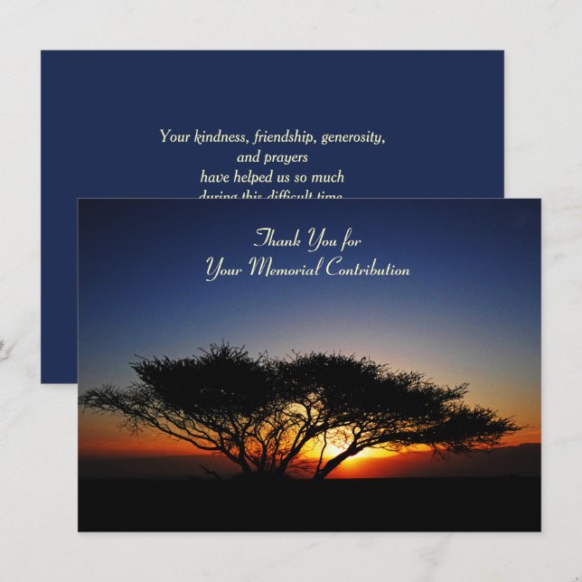 Memorial Contribution Lone Acacia Tree Thank You (Front/Back)