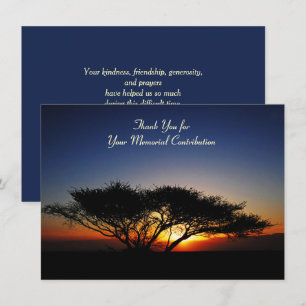 Memorial Contribution Lone Acacia Tree Thank You Card